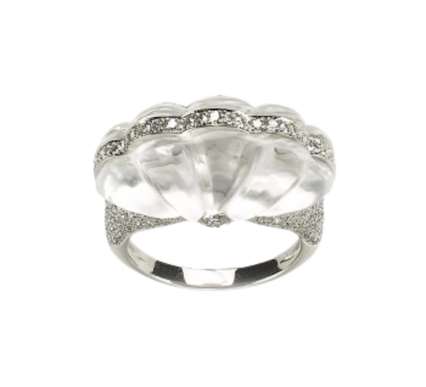 Rock Crystal And Diamond Ring - image 1