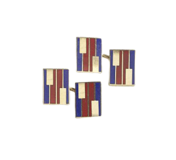 Vintage Larter & Sons Red and Blue Enamel and Gold Cufflinks, Circa 1960 - image 1