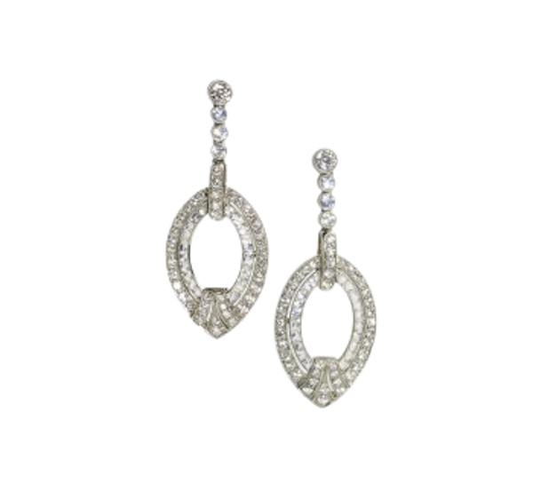 Modern Diamond Moonstone and White Gold Earrings - image 1