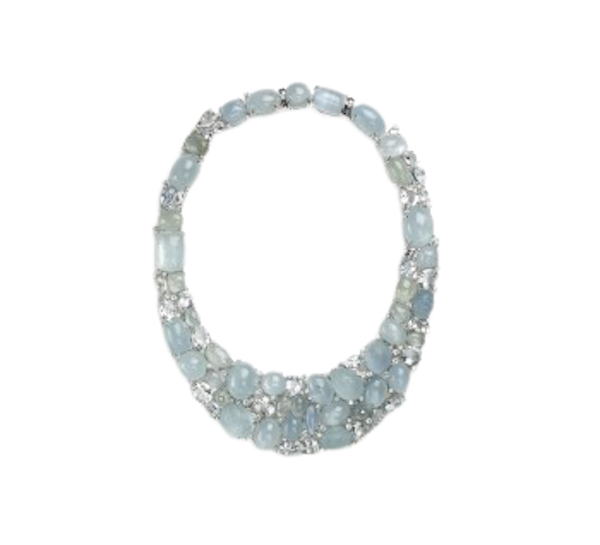 Aquamarine And Diamond Cluster Necklace - image 1
