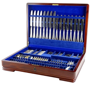 MAPPIN & WEBB Sterling Silver Cutlery - BEAD - 60 Piece Canteen for 8