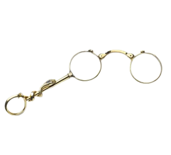 Vintage Gold Snake Lorgnette With Sapphire Ruby and Diamond, Circa 1940 - image 1