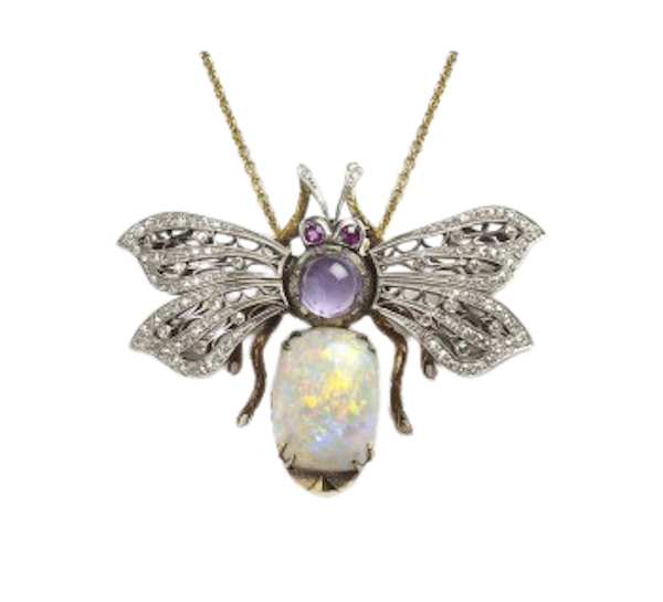 Opal, Diamond And Amethyst Bee Pendant - image 1