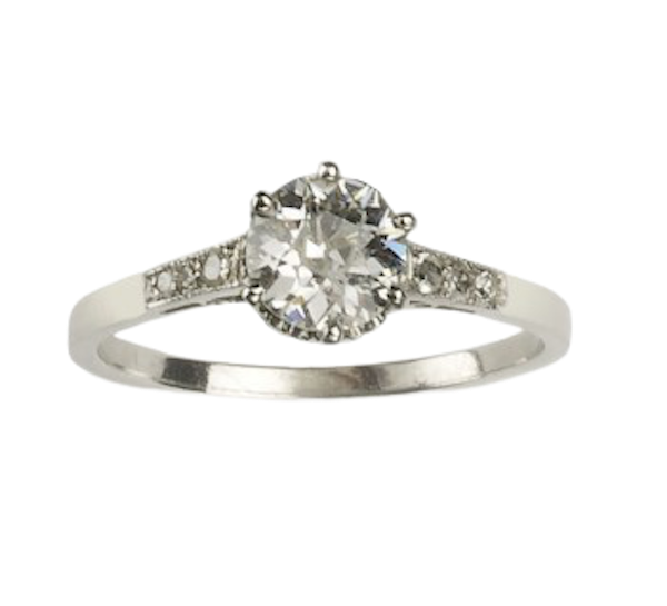 Art Deco Single Stone Diamond and Platinum Ring, 0.84ct, Circa 1930 - image 1