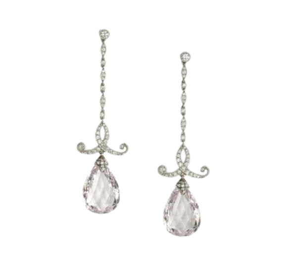 Morganite And Diamond Drop Earrings - image 1