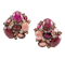 Modern Pink Tourmaline Diamond and Gold Cluster Earrings - image 1