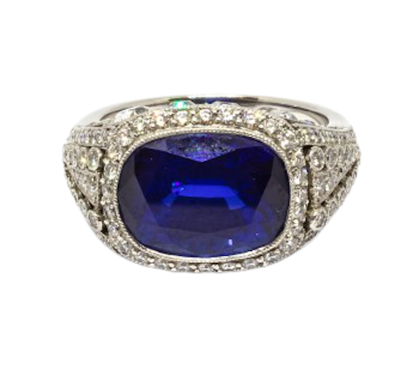 Cushion Cut Sapphire And Diamond Ring - image 1