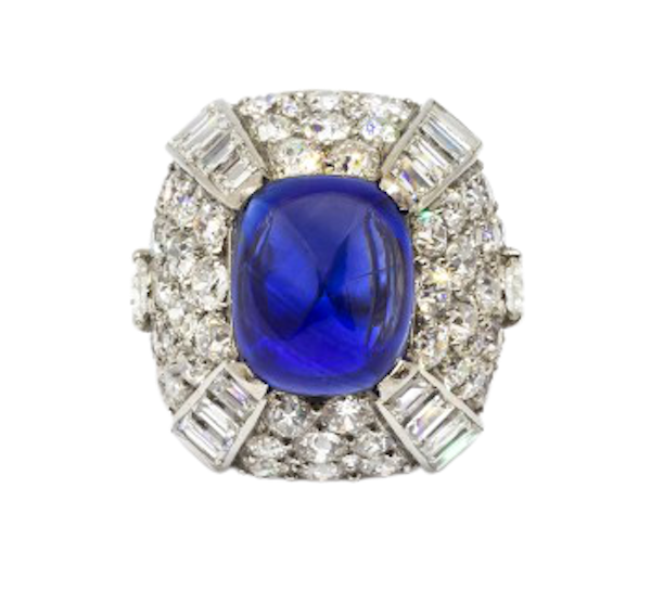Vintage Sapphire Diamond And Platinum Bombe Ring, Circa 1960 - image 1