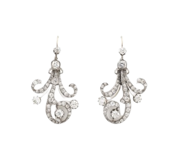 Antique Diamond Earrings, Circa 1890 - image 1