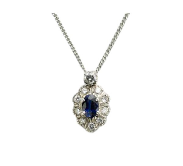 Sapphire And Diamond Cluster Pendant - image 1