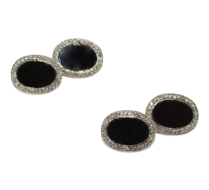 Art Deco Black Onyx And Diamond Cufflinks