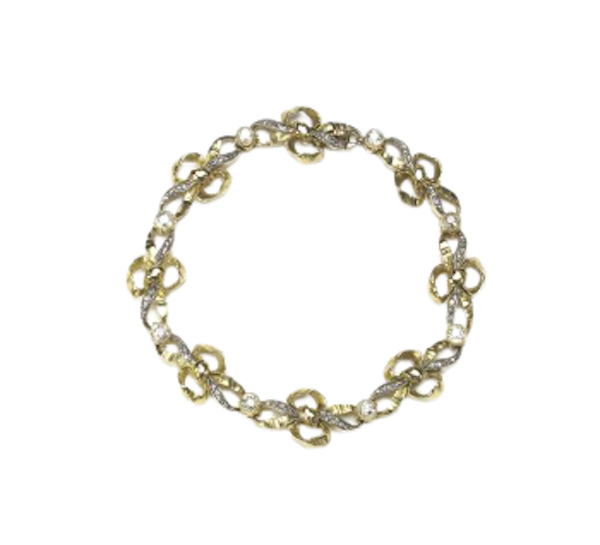 Vintage French Diamond And Gold Bow Bracelet, Circa 1950 - image 1