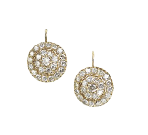 Portuguese Diamond and Gold Cluster Earrings, 4.50ct