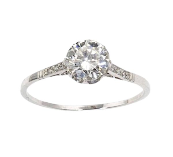 Single Stone 0.87ct Diamond And Platinum Ring - image 1