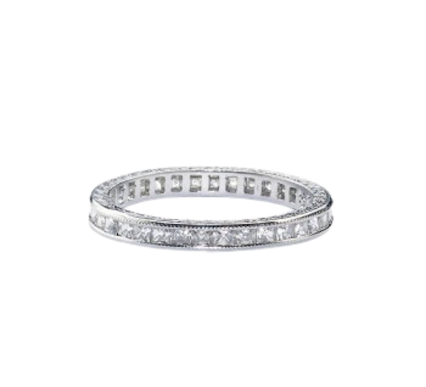French Cut Diamond And Platinum Eternity Ring - image 1