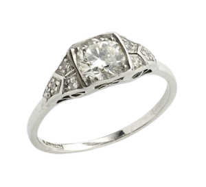 Art Deco Round Brilliant-Cut 0.80 Carat Diamond Platinum Ring, Circa 1935