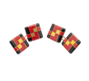 Tiffany & Co. Art Deco Enamel and Gold Cufflinks, Circa 1925
