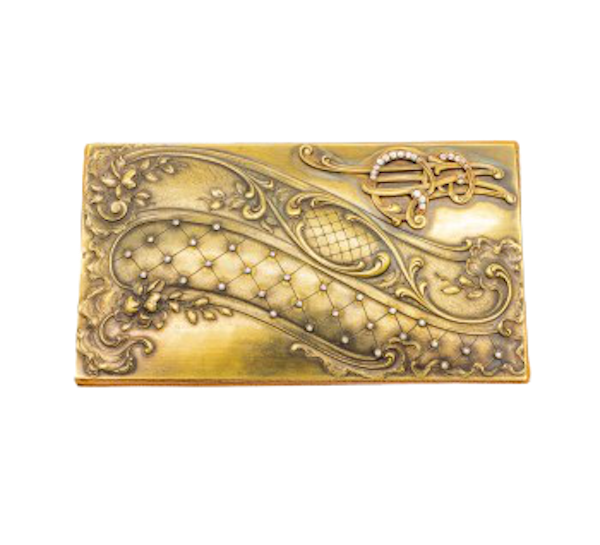 Art Nouveau Diamond And Gold Leather Card Wallet - image 1
