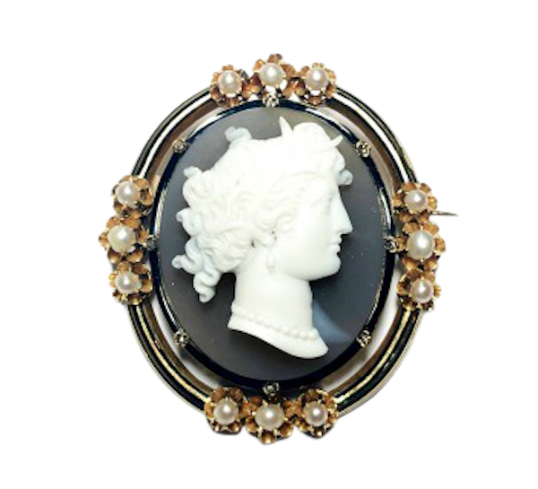 French Antique Cameo Brooch - image 1