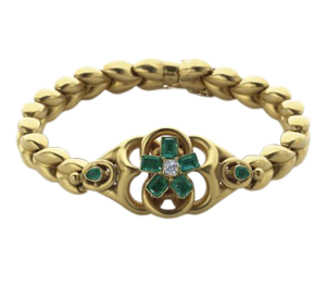 Victorian Emerald, Diamond And Gold Bracelet, Circa 1880