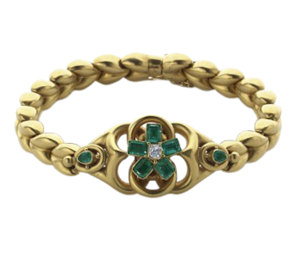 Victorian Emerald, Diamond And Gold Bracelet, Circa 1880 - image 1