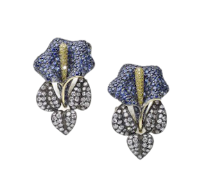 Sapphire And Diamond Calla Lily Earrings