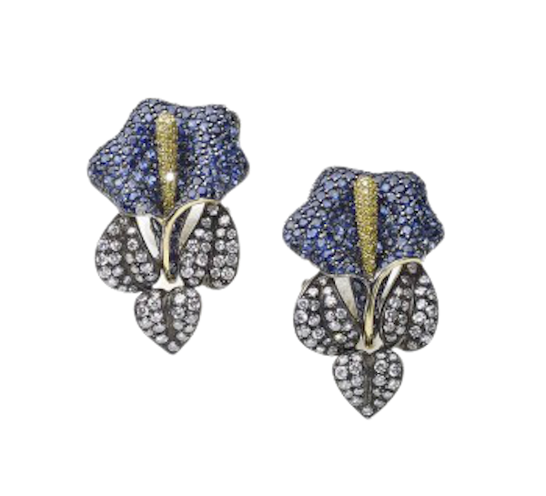 Sapphire And Diamond Calla Lily Earrings - image 1