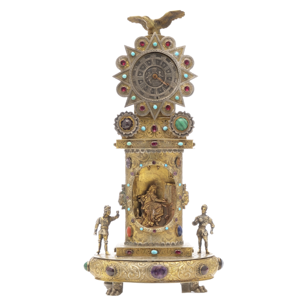 Viennese silver and guilt table clock, Austria c. 1890 - image 1