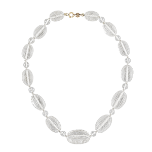 Rock Crystal Necklace | Floral Engraving & 14ct Gold Clasp | c.1930s