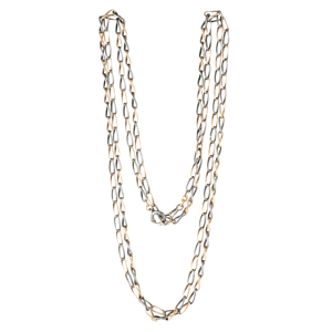 Antique Niello & Gilt Silver Guard Chain Necklace | 150cm | c.1900s