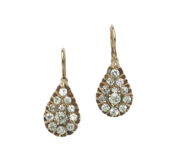 Antique Russian Diamond And Gold Earrings - image 1