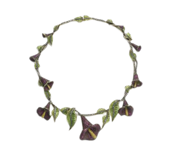 Moira Ruby, Diamond, Silver And Gold Calla Lily Necklace - image 1