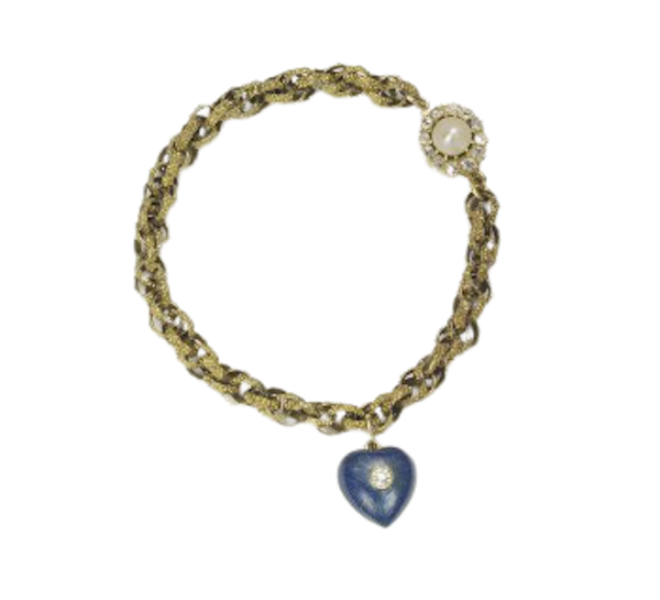 Antique Gold Heart Charm Bracelet - image 1