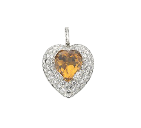 Topaz And Diamond Heart Pendant - image 1