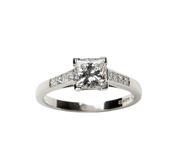 Princess Cut Diamond And Platinum Ring, 1.03ct - image 1