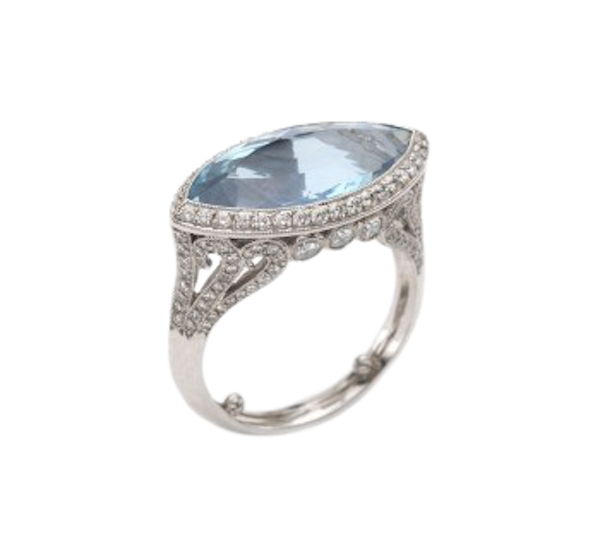 Aquamarine And Diamond Ring - image 1