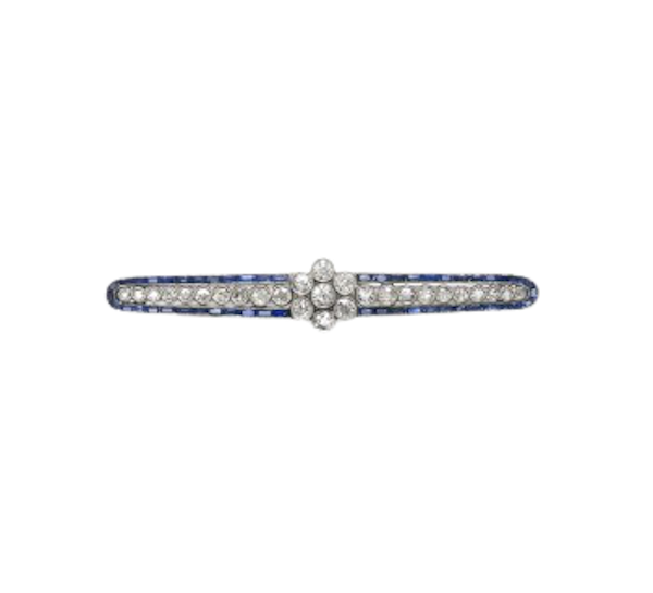Art Deco Diamond And Sapphire Bar Brooch, Circa 1930 - image 1