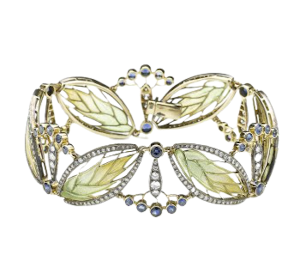 Moira Wheat And Seed Heads Plique À Jour Enamel Sapphire Diamond Gold And Silver Bracelet - image 1