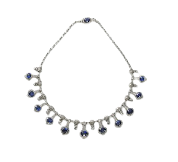 Sapphire And Diamond Fringe Necklace - image 1