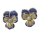 Enamel And Diamond Pansy Flower Earrings - image 1