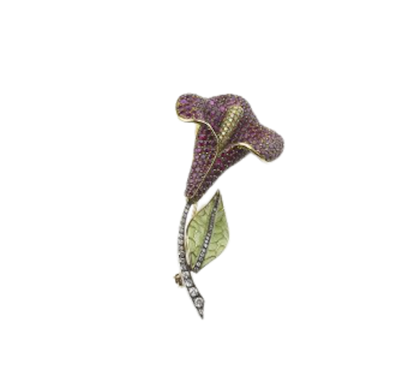Ruby And Diamond Calla Lily Brooch - image 1