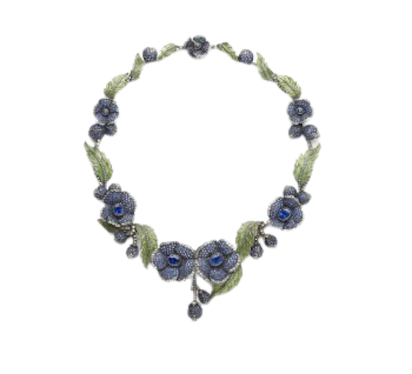 Moira Enamel, Sapphire And Diamond Flower Necklace - image 1