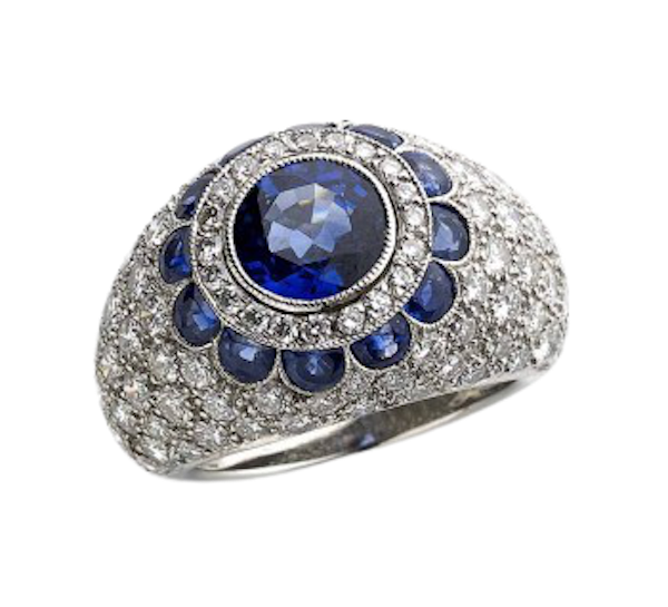 Sapphire And Diamond Bombé Ring - image 1