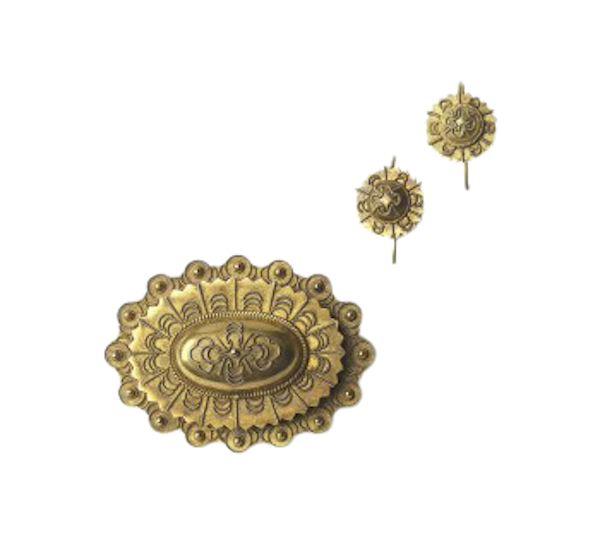 Victorian Etruscan Brooch And Earrings Gold Suite - image 1