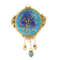 A Gold Blue Enamel Brooch - image 1