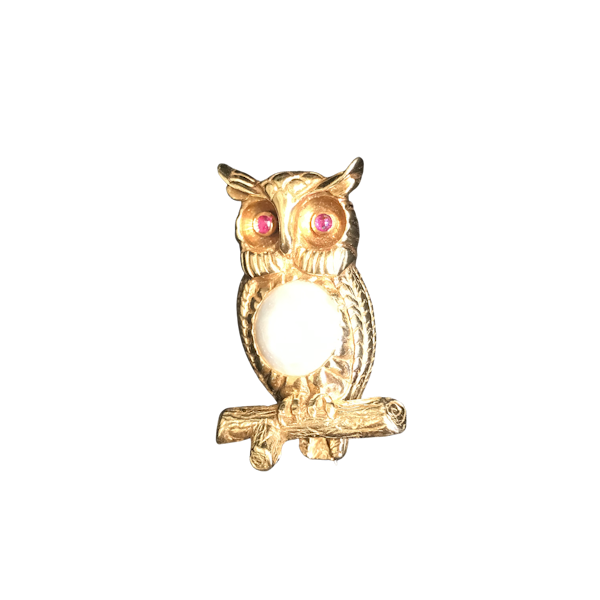1960s 18ct Gold Owl Brooch - image 1