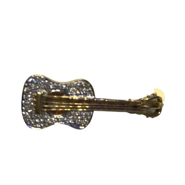1960s Diamond Guitar Brooch - image 1