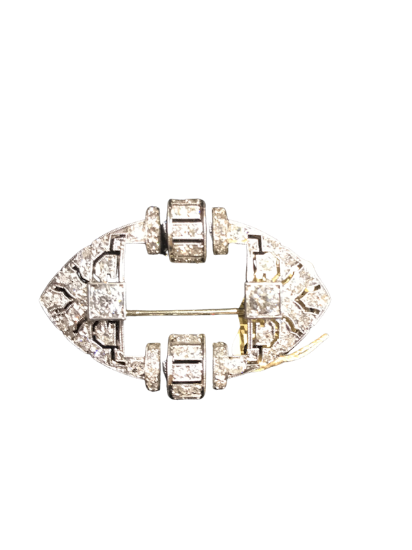 Art Deco Diamond and Enamel Brooch - image 1