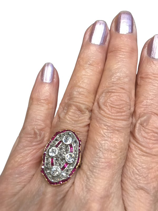 Edwardian Diamond and Ruby Ring - image 1