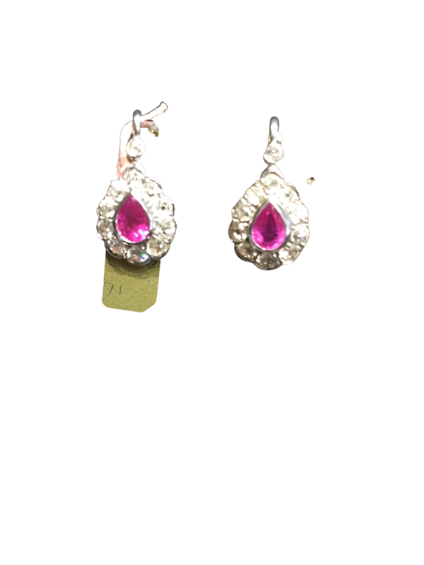 Edwardian Pink Sapphire and Diamond Earrings - image 1